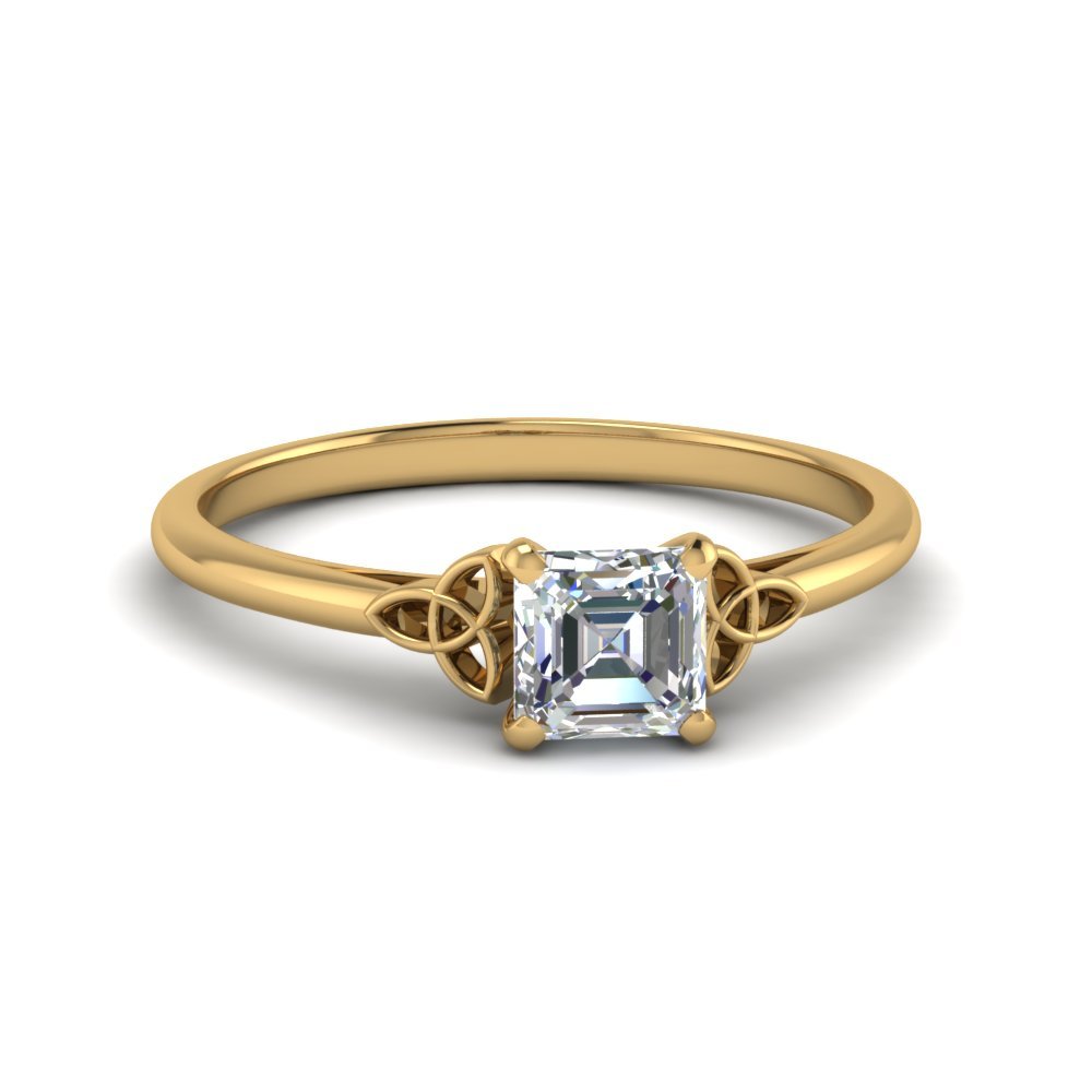 Celtic Knot Asscher Cut Solitaire Diamond Engagement Ring