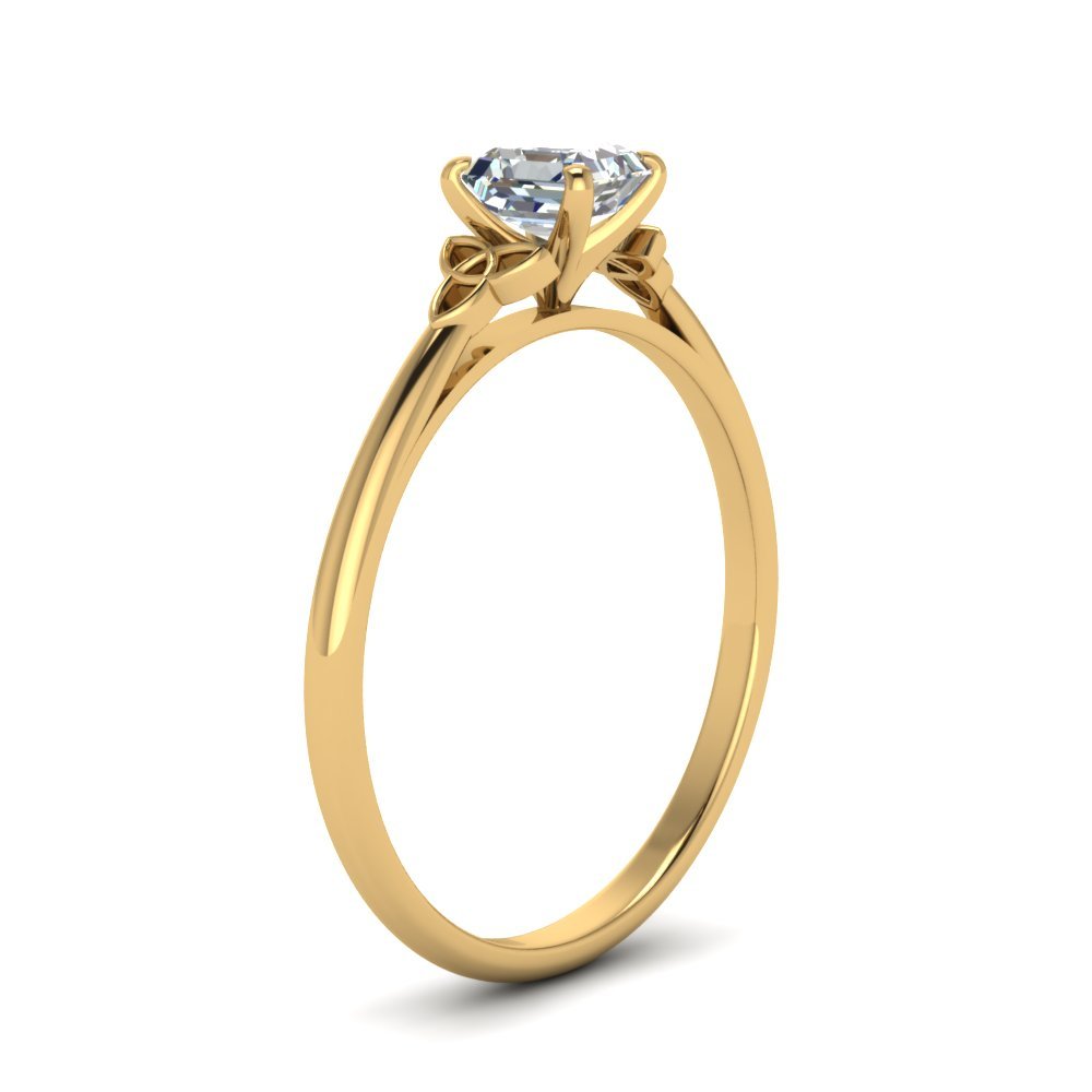 Celtic Knot Asscher Cut Solitaire Diamond Engagement Ring