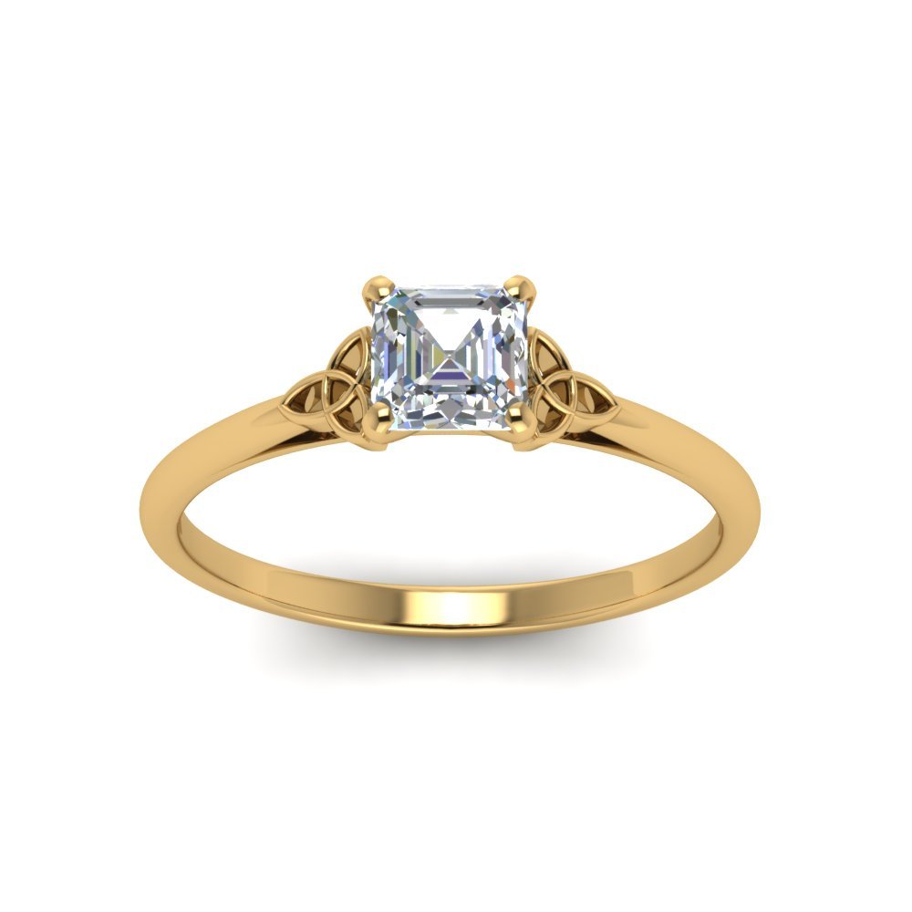 Celtic Knot Asscher Cut Solitaire Diamond Engagement Ring