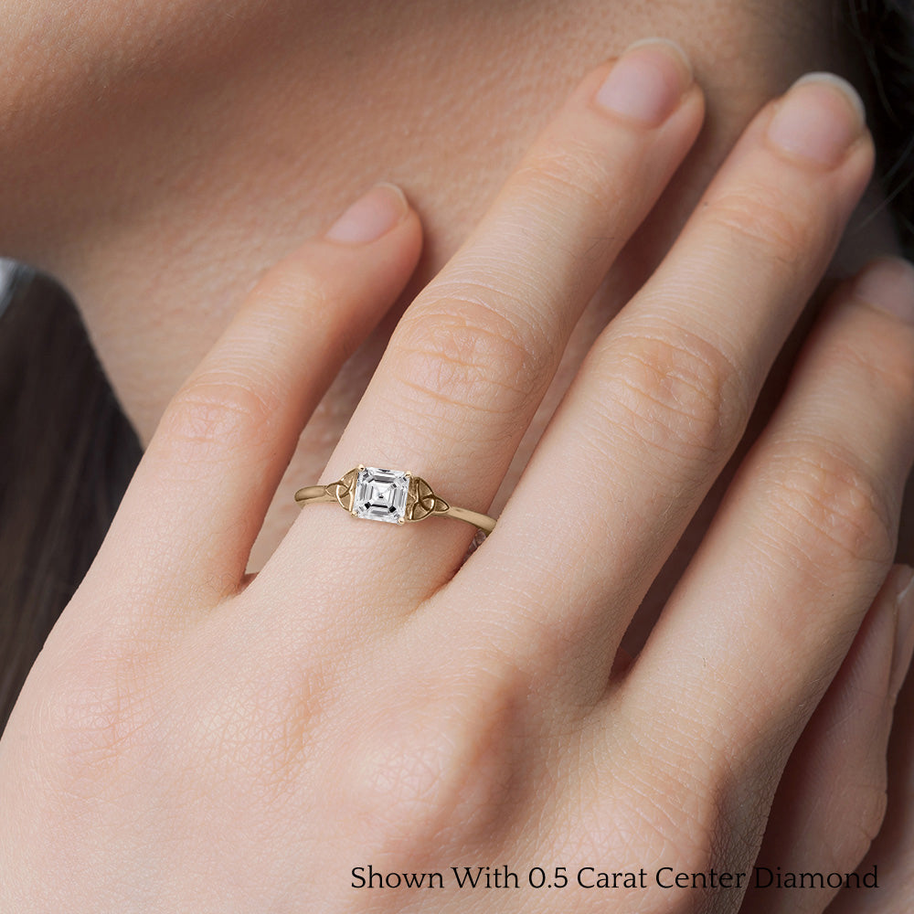 Celtic Knot Asscher Cut Solitaire Diamond Engagement Ring