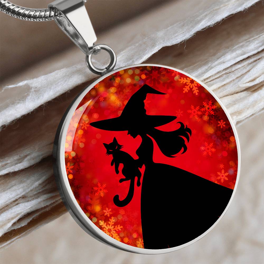 Witchy Cat Lady Christmas Necklace