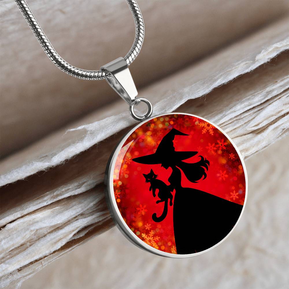 Witchy Cat Lady Christmas Necklace