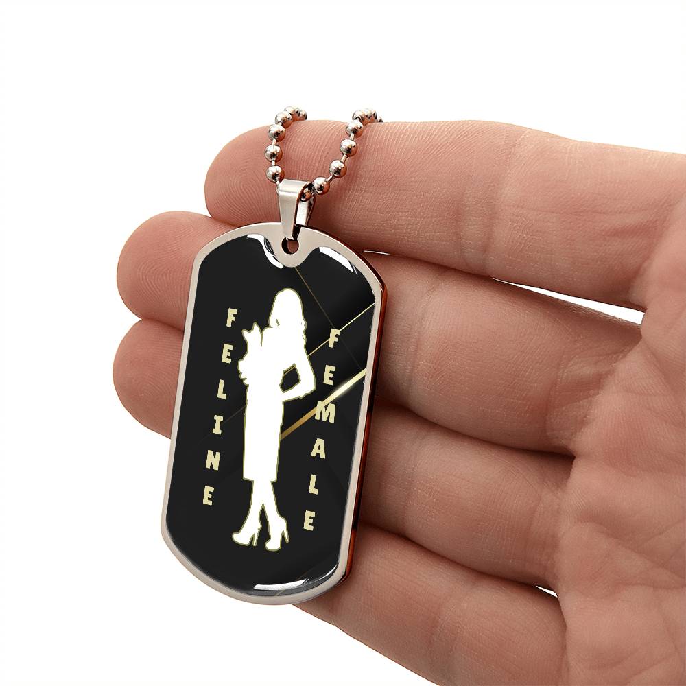 Feline Female Dog Tag Necklace