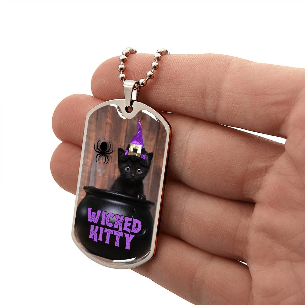 Wicked Kitty Dog Tag Necklace