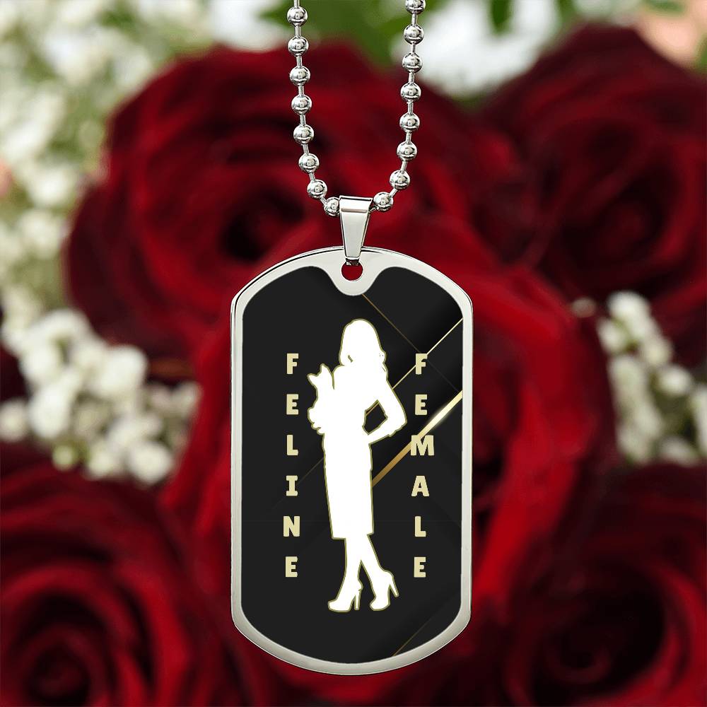 Feline Female Dog Tag Necklace
