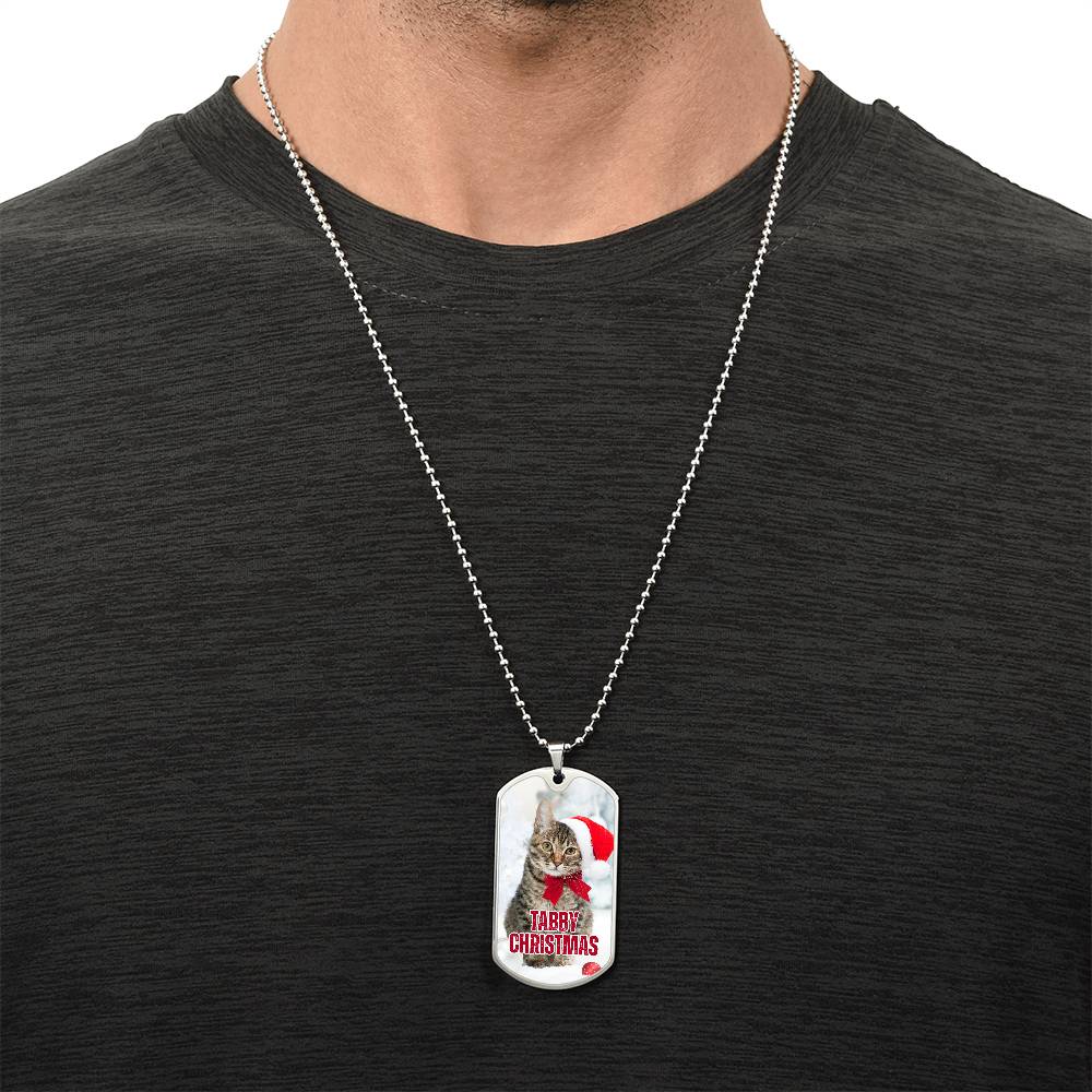 Tabby Christmas Dog Tag Necklace