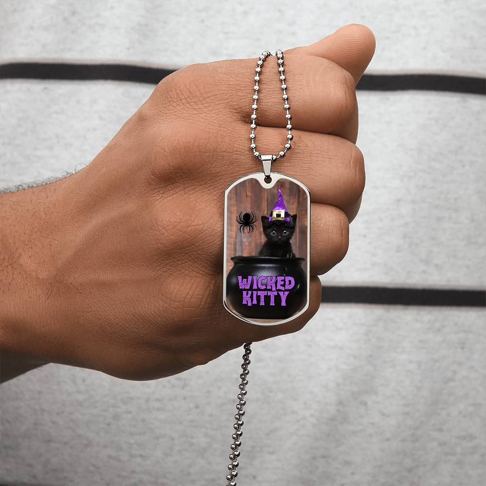 Wicked Kitty Dog Tag Necklace