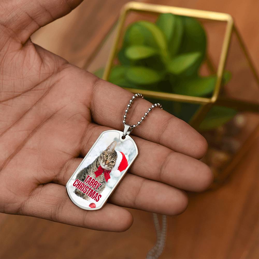 Tabby Christmas Dog Tag Necklace