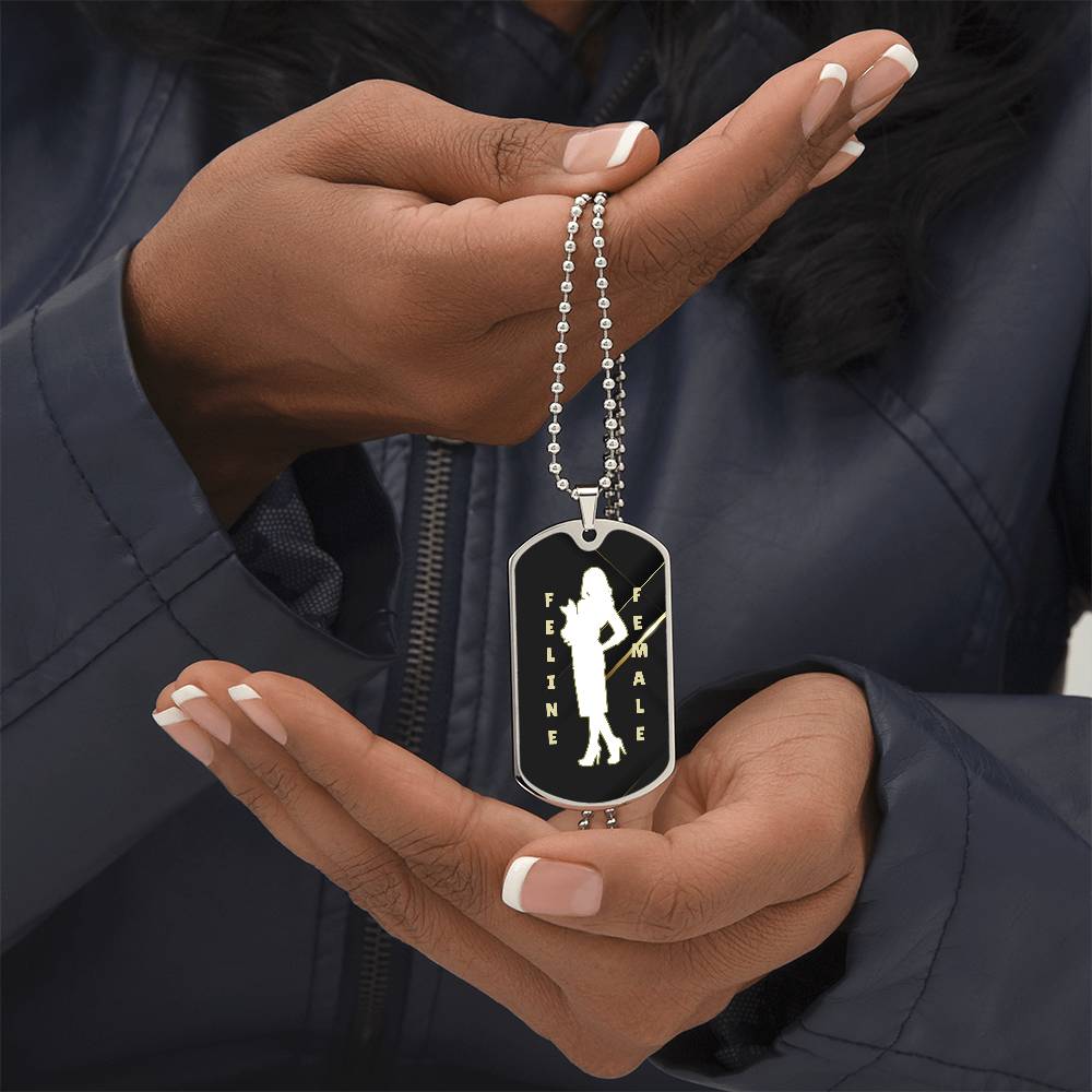 Feline Female Dog Tag Necklace