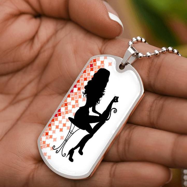 Poised Cat Lady Dog Tag Necklace