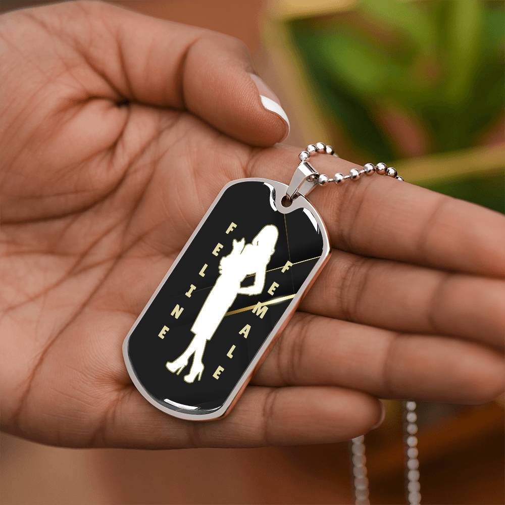 Feline Female Dog Tag Necklace