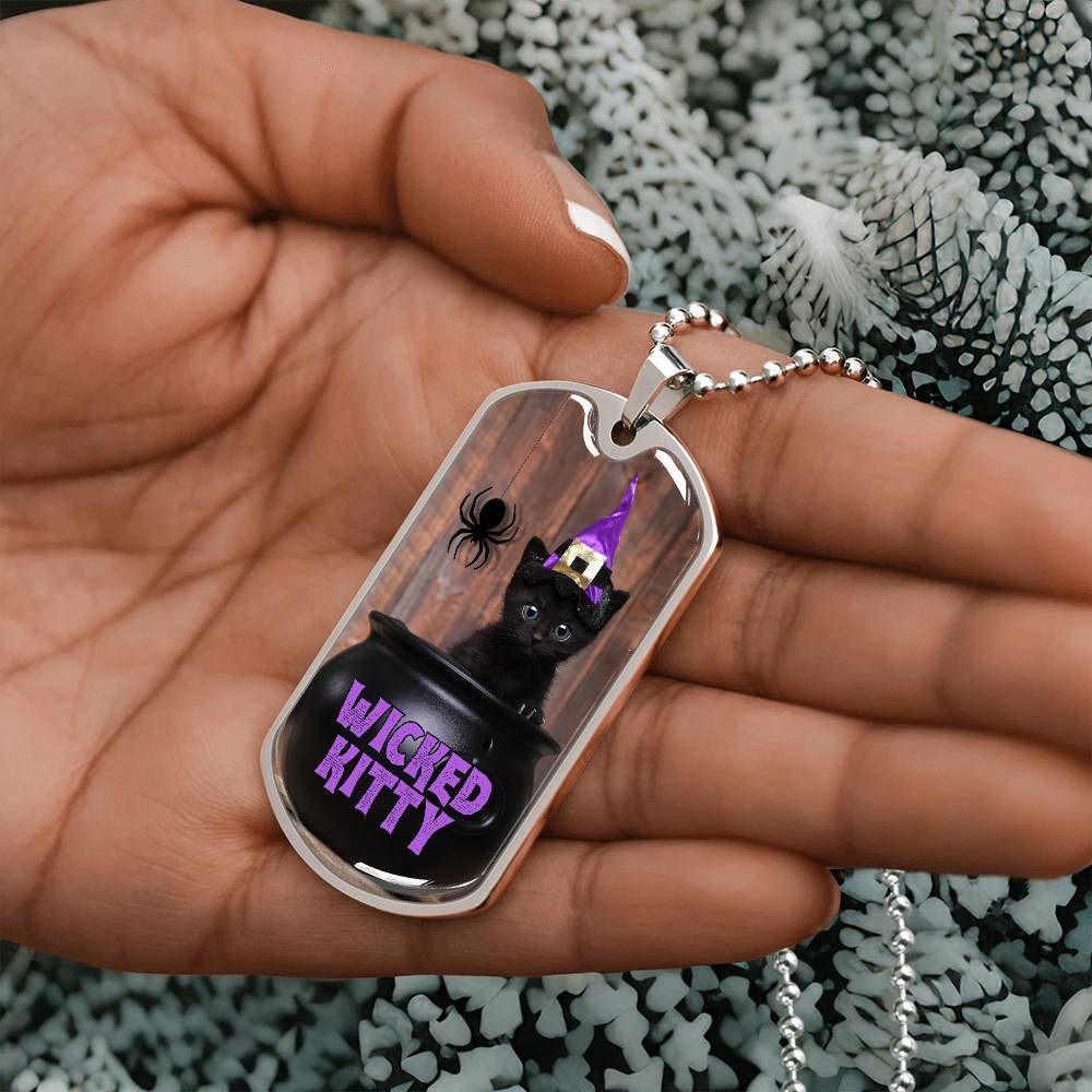 Wicked Kitty Dog Tag Necklace