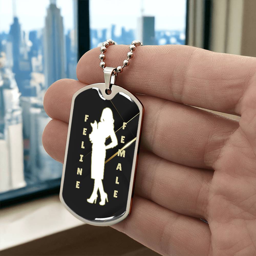 Feline Female Dog Tag Necklace
