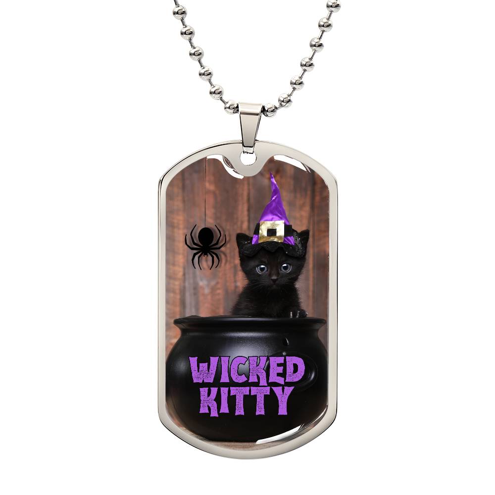 Wicked Kitty Dog Tag Necklace