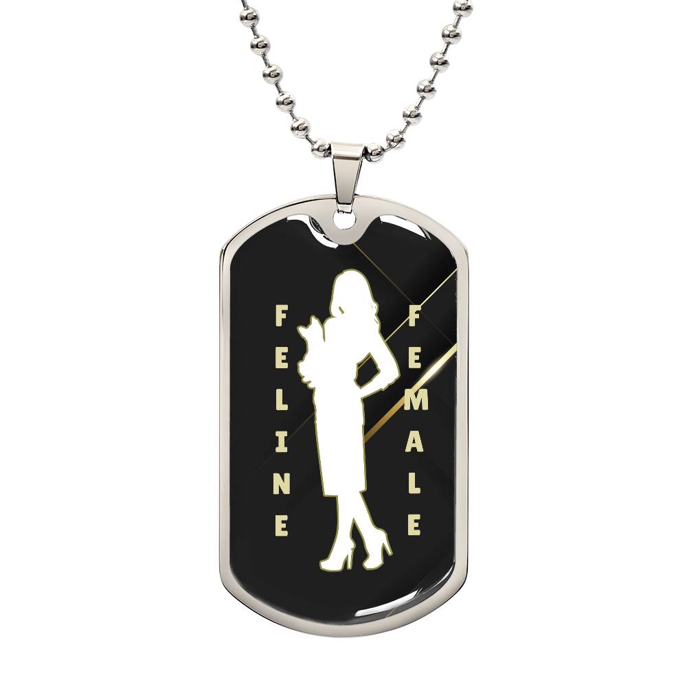 Feline Female Dog Tag Necklace