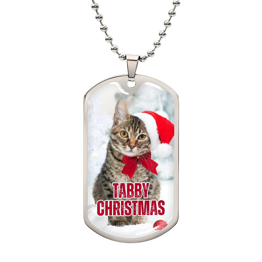 Tabby Christmas Dog Tag Necklace