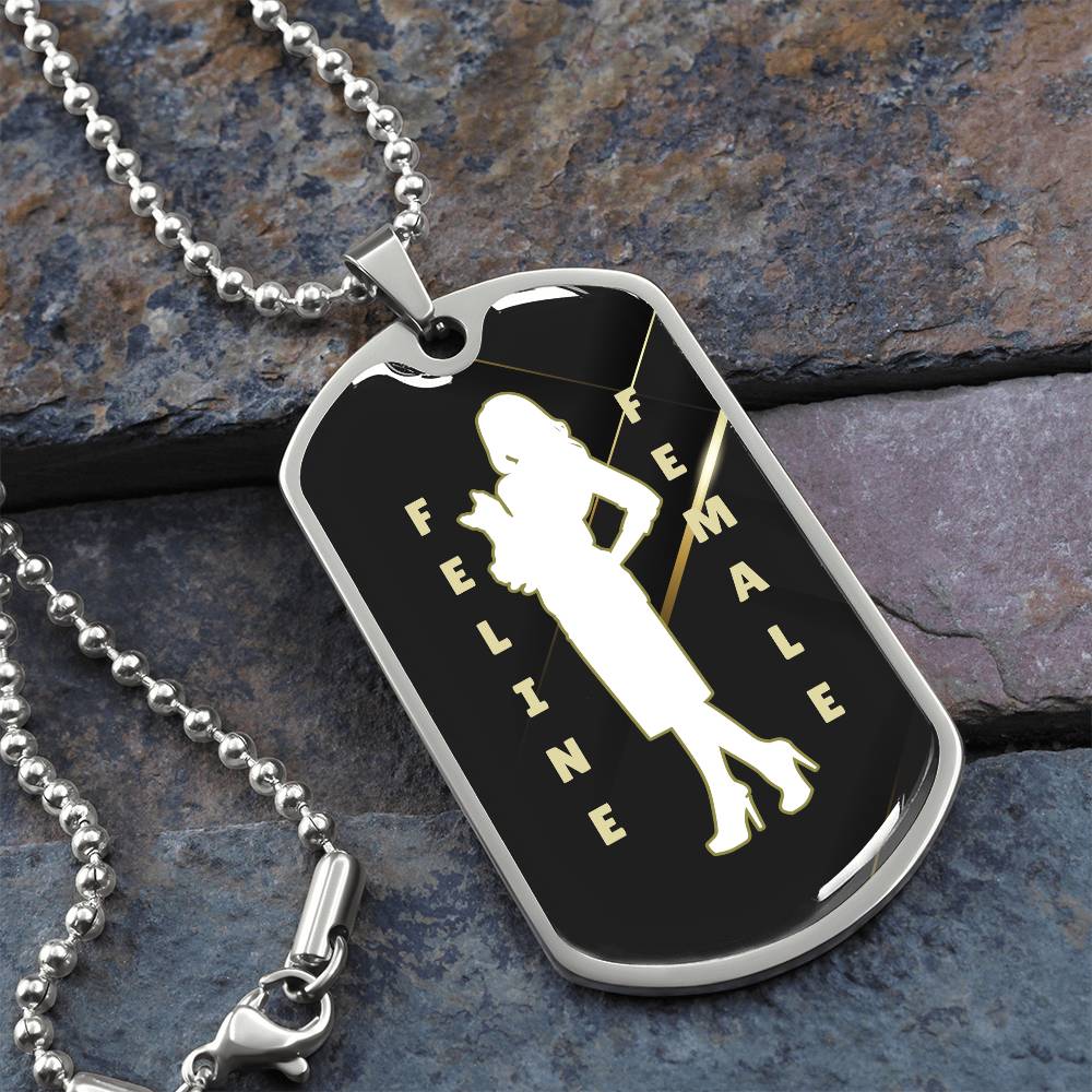 Feline Female Dog Tag Necklace