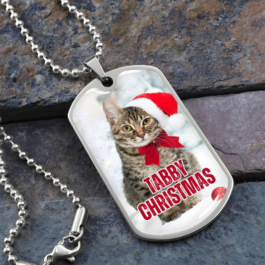 Tabby Christmas Dog Tag Necklace