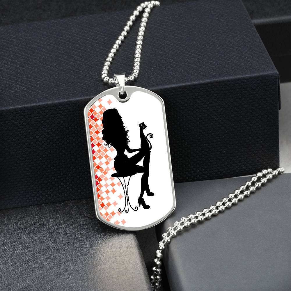 Poised Cat Lady Dog Tag Necklace