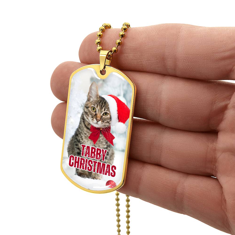 Tabby Christmas Dog Tag Necklace