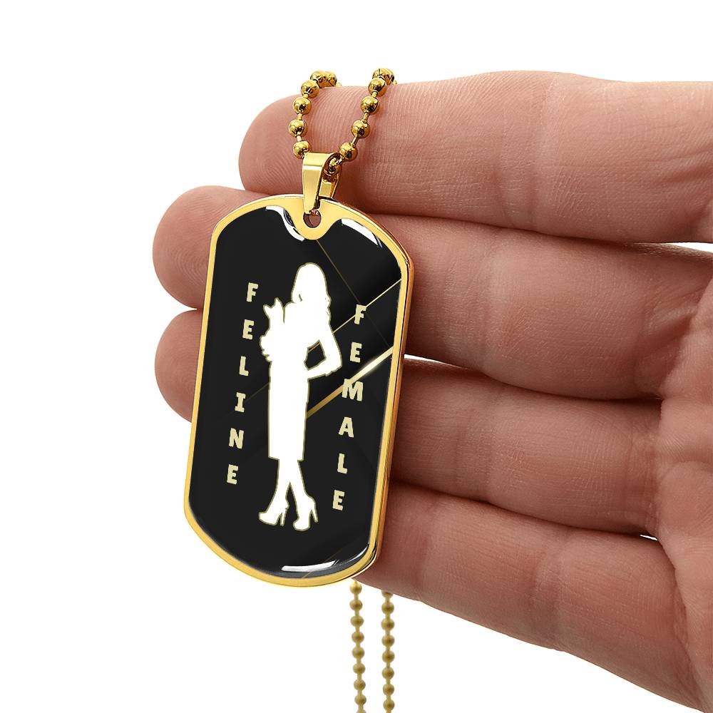 Feline Female Dog Tag Necklace
