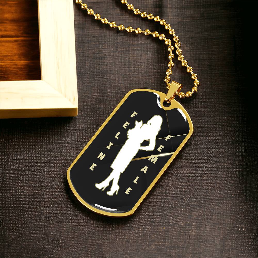 Feline Female Dog Tag Necklace