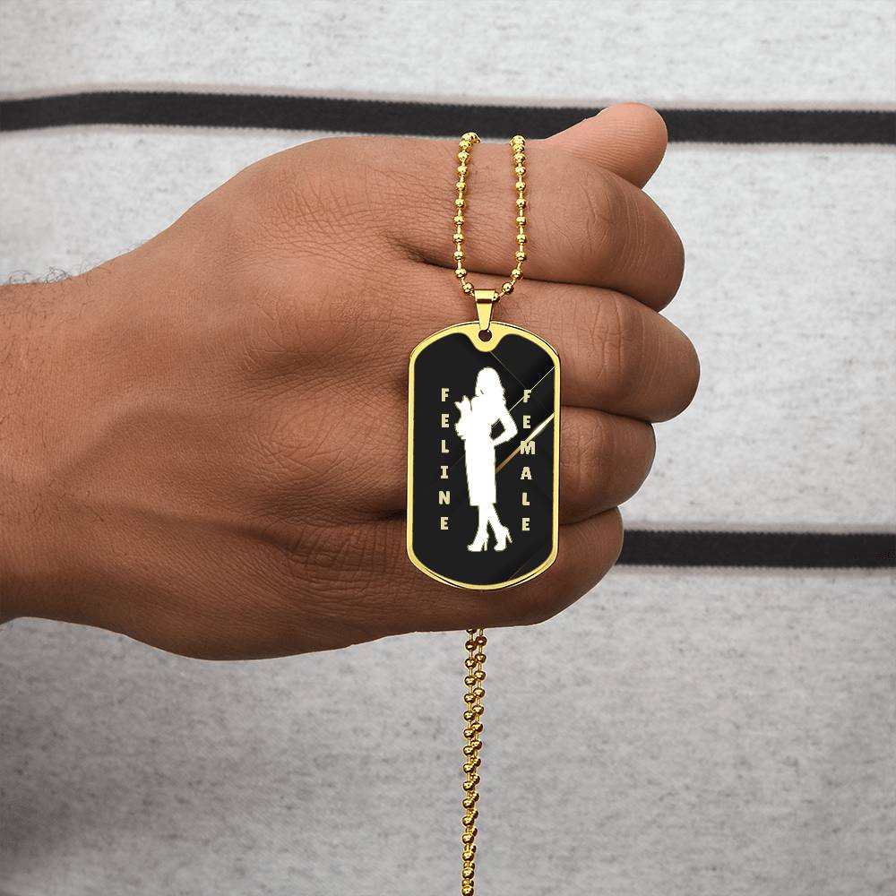 Feline Female Dog Tag Necklace