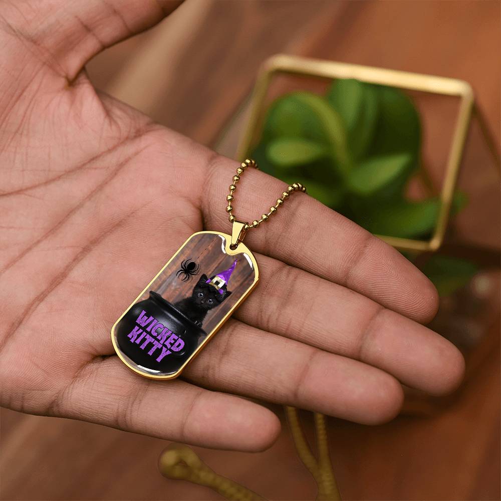 Wicked Kitty Dog Tag Necklace