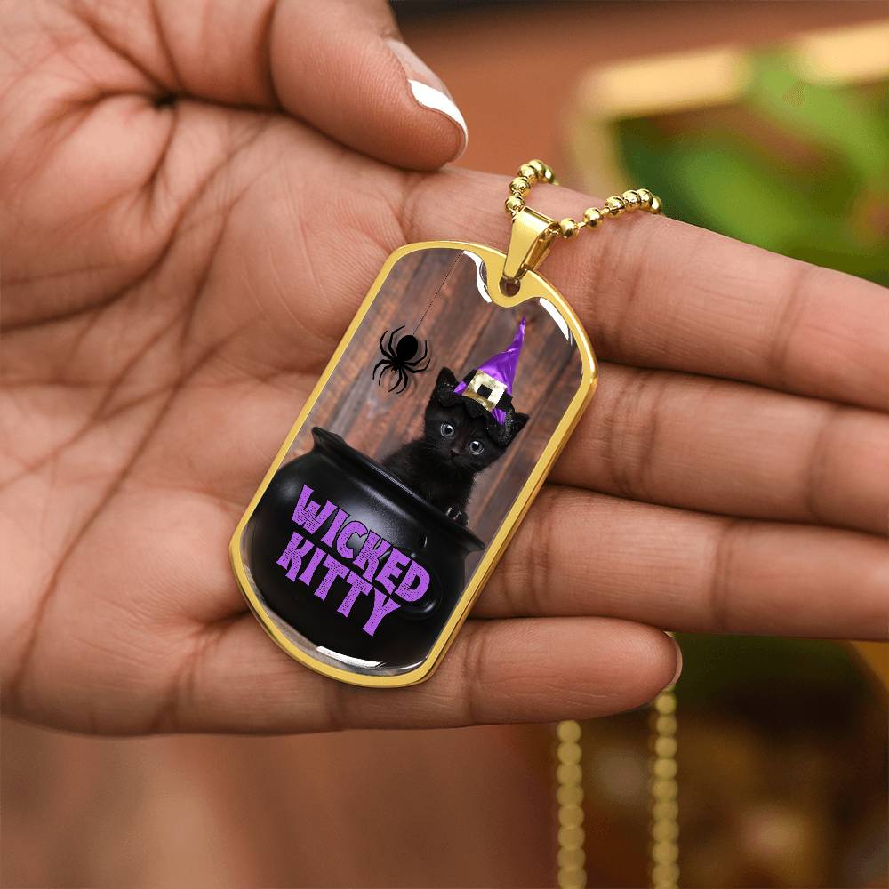 Wicked Kitty Dog Tag Necklace
