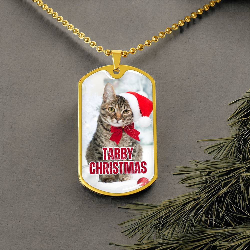 Tabby Christmas Dog Tag Necklace