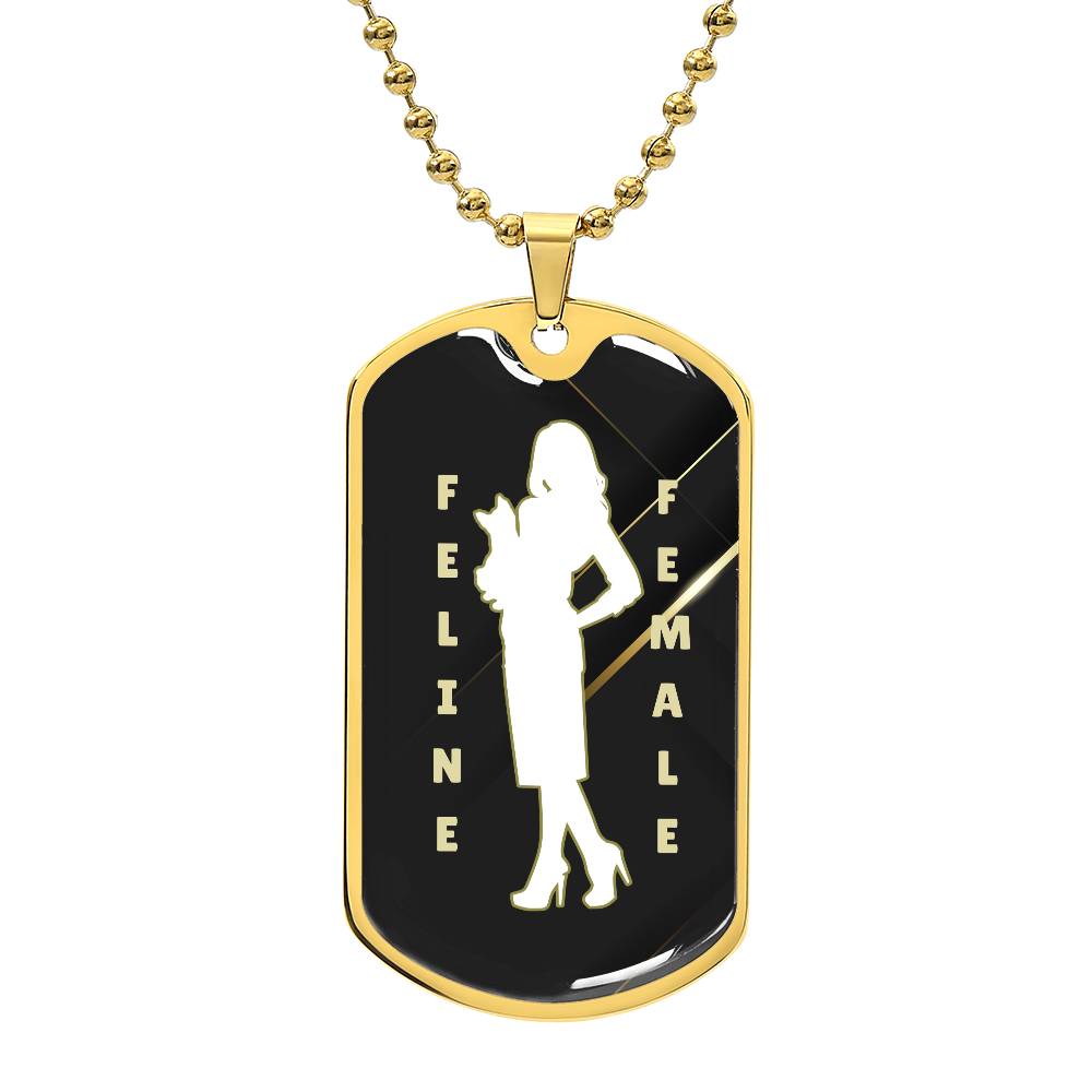 Feline Female Dog Tag Necklace