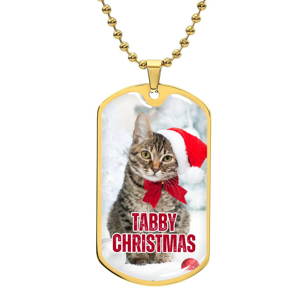 Tabby Christmas Dog Tag Necklace