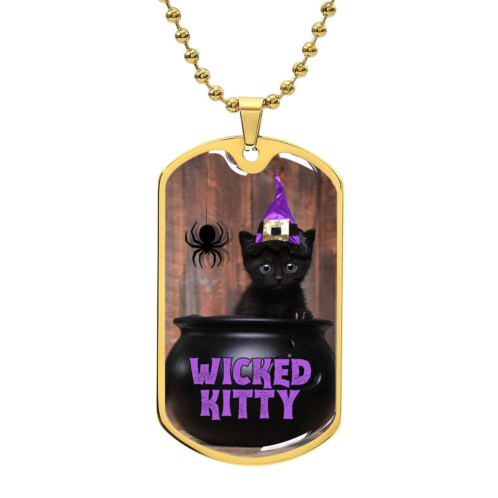 Wicked Kitty Dog Tag Necklace