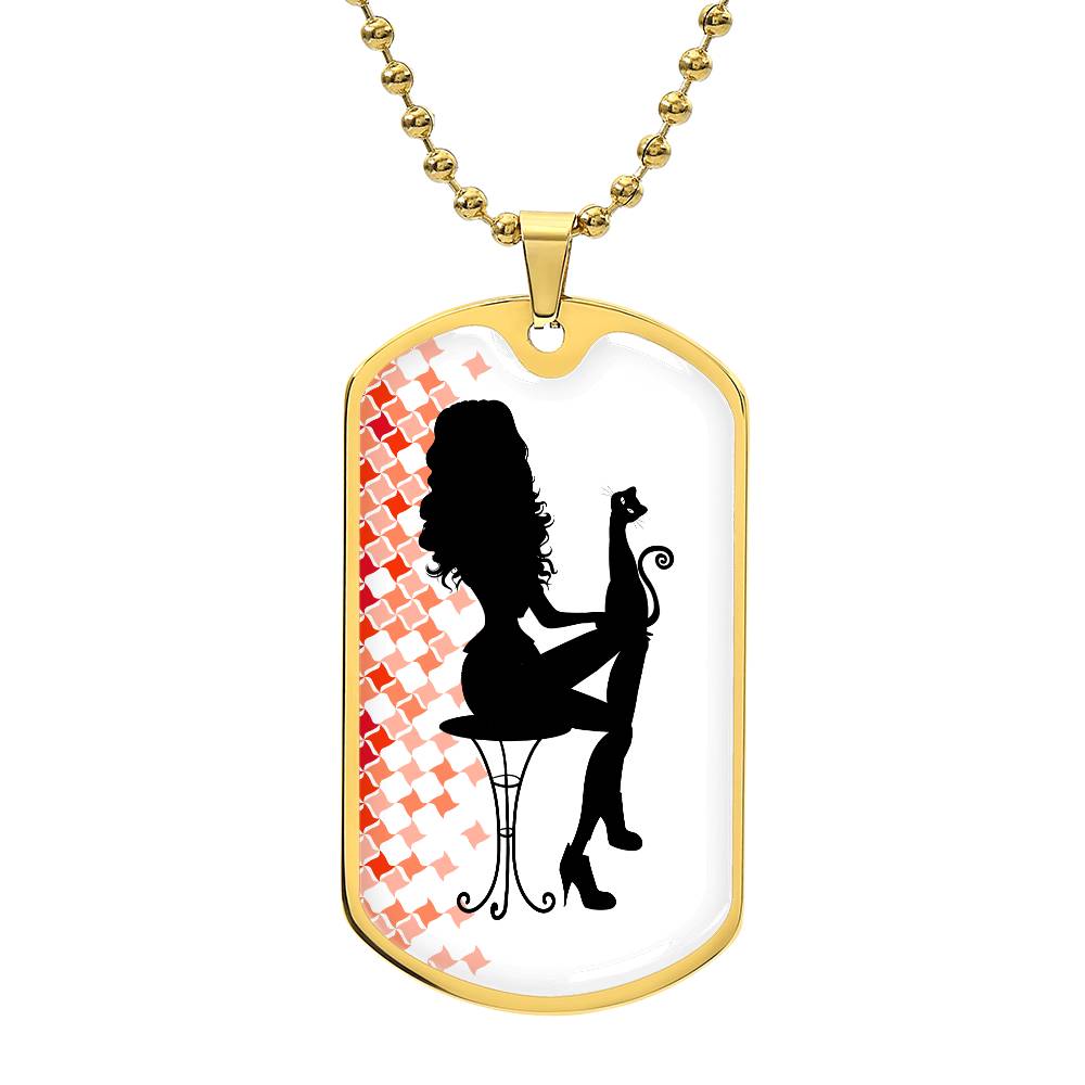 Poised Cat Lady Dog Tag Necklace