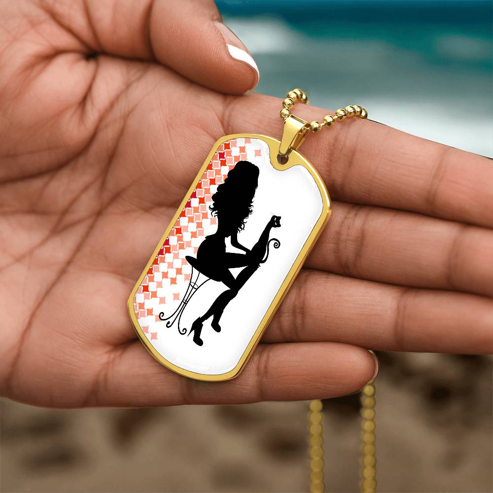Poised Cat Lady Dog Tag Necklace
