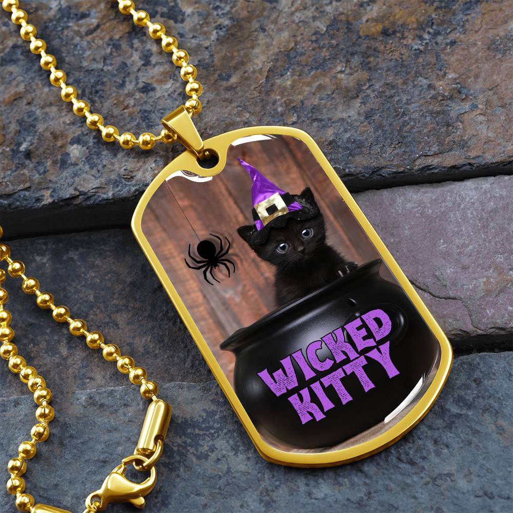 Wicked Kitty Dog Tag Necklace