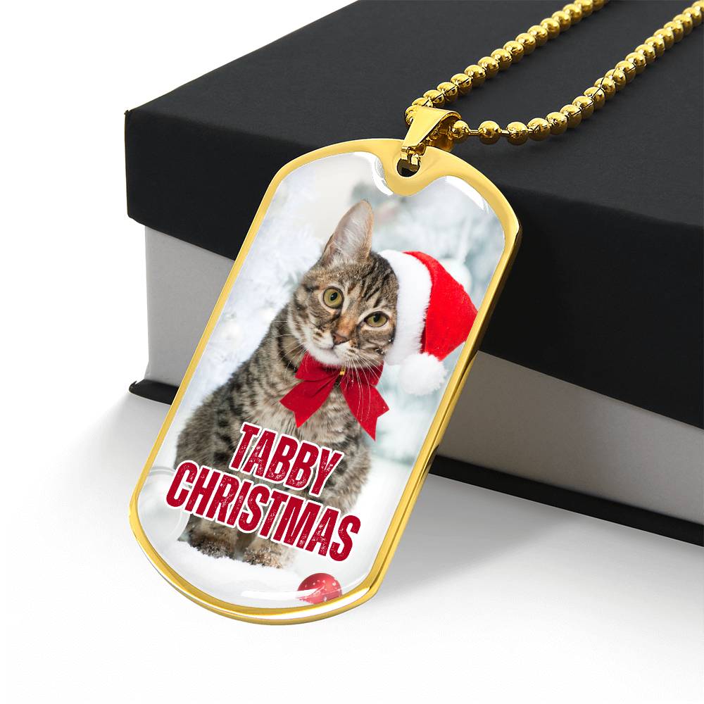 Tabby Christmas Dog Tag Necklace