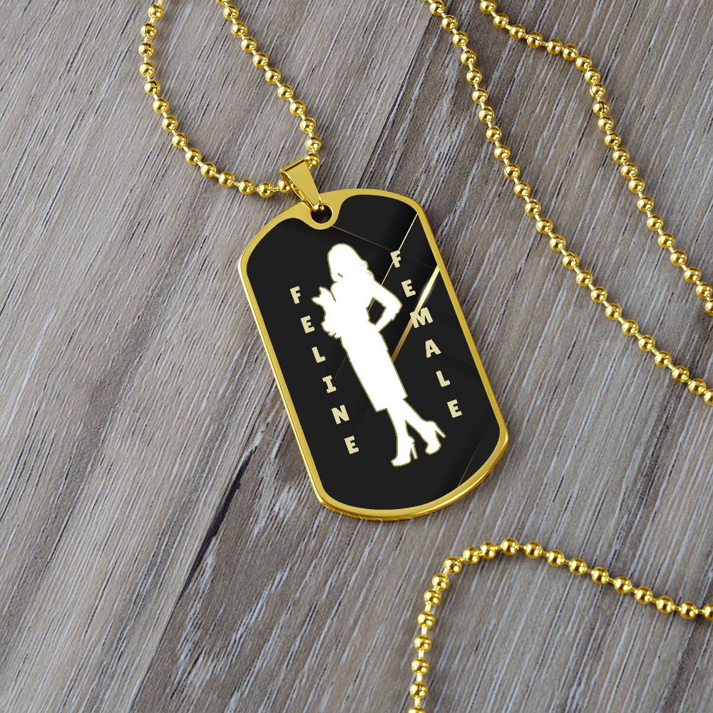 Feline Female Dog Tag Necklace