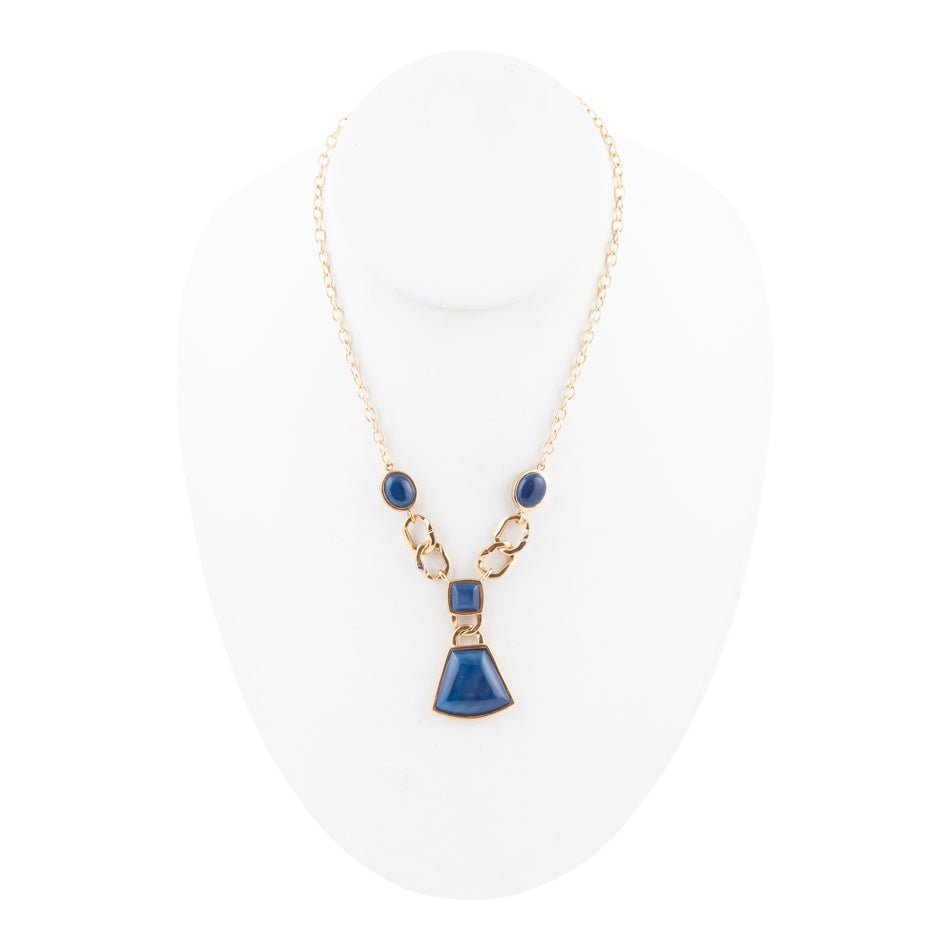 Athena Blue Agate Golden Statement Necklace