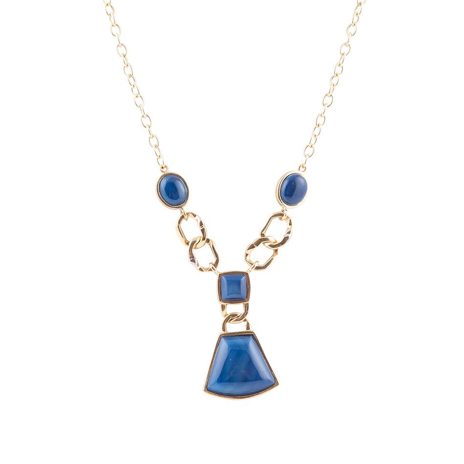 Athena Blue Agate Golden Statement Necklace