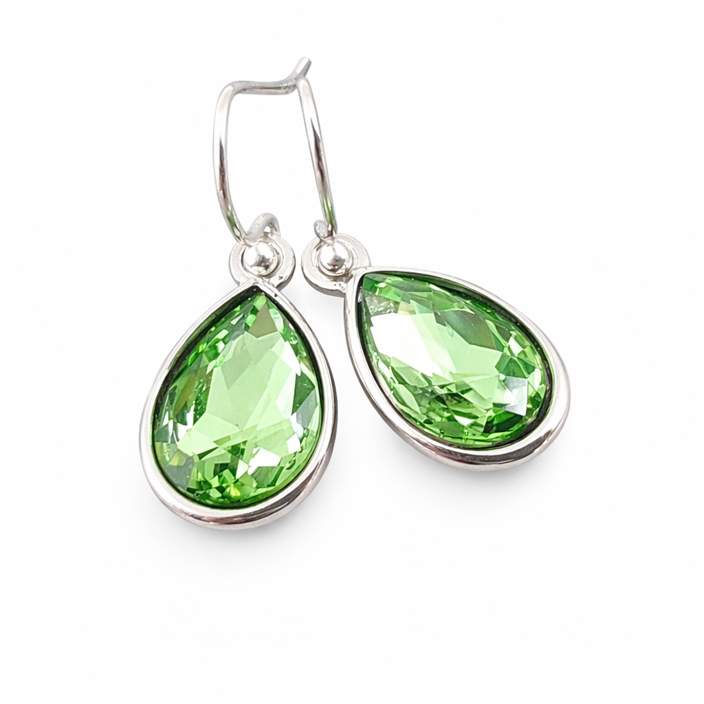 August Birthstone Peridot Crystal Earrings – Sterling Silver