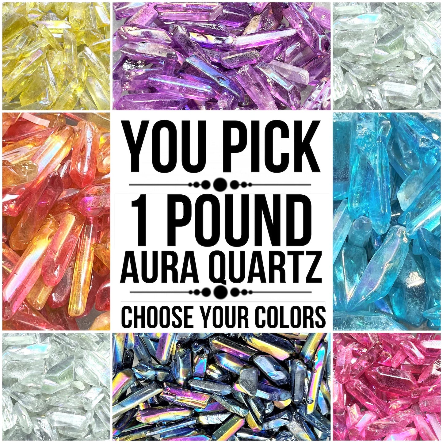 1 Lb Free Shipping Aura Quartz (You Pick) Bulk Wholesale Colorful Gemstone Lot Crystal Points Rough Raw Stones Minerals 1 - 2" 16 Ounces