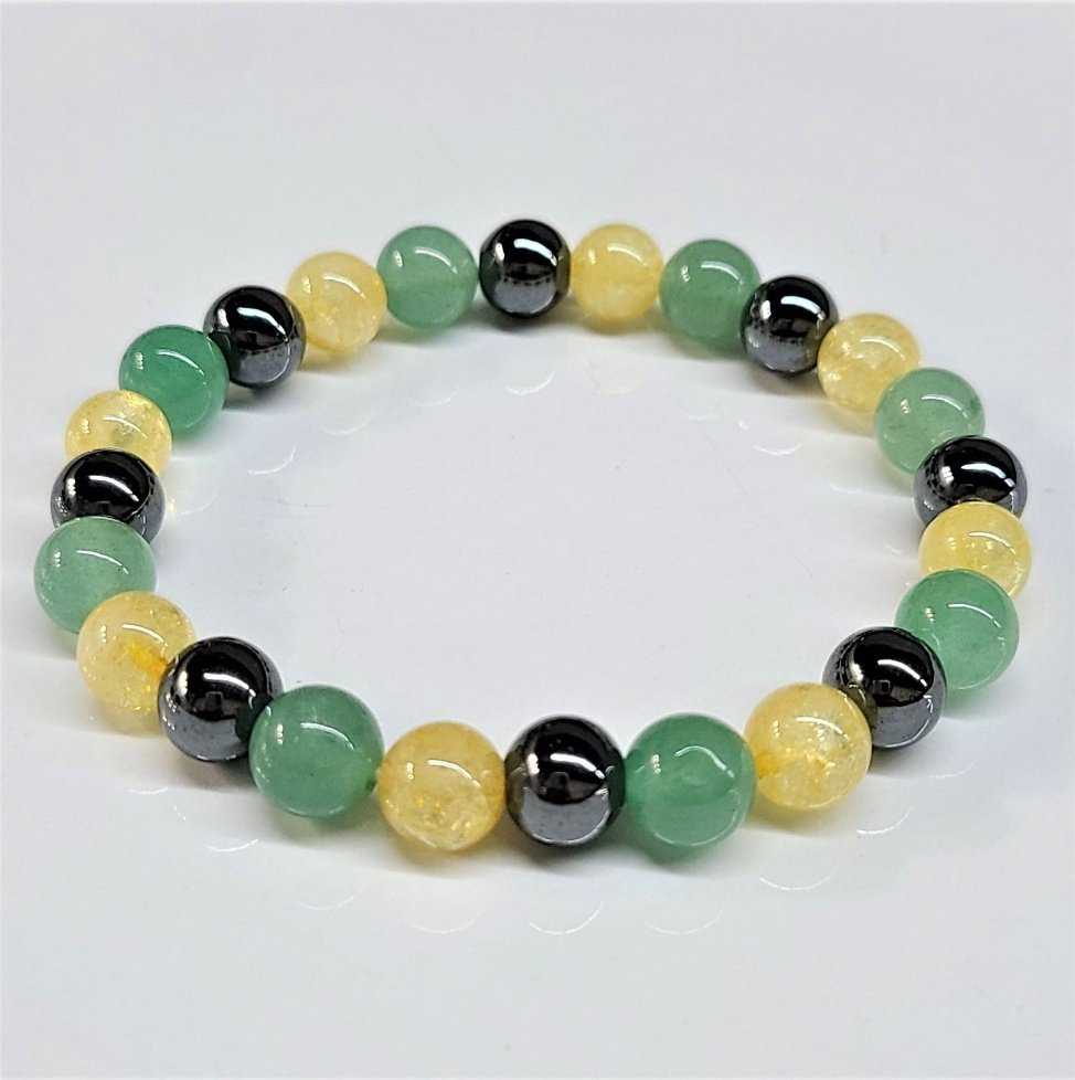 Aventurine, Citrine & Hematite Round Bead Bracelet 8mm - Abundance Always