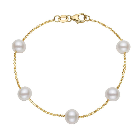14K Yellow Gold 6-7mm Freshwater Tincup Bracelet