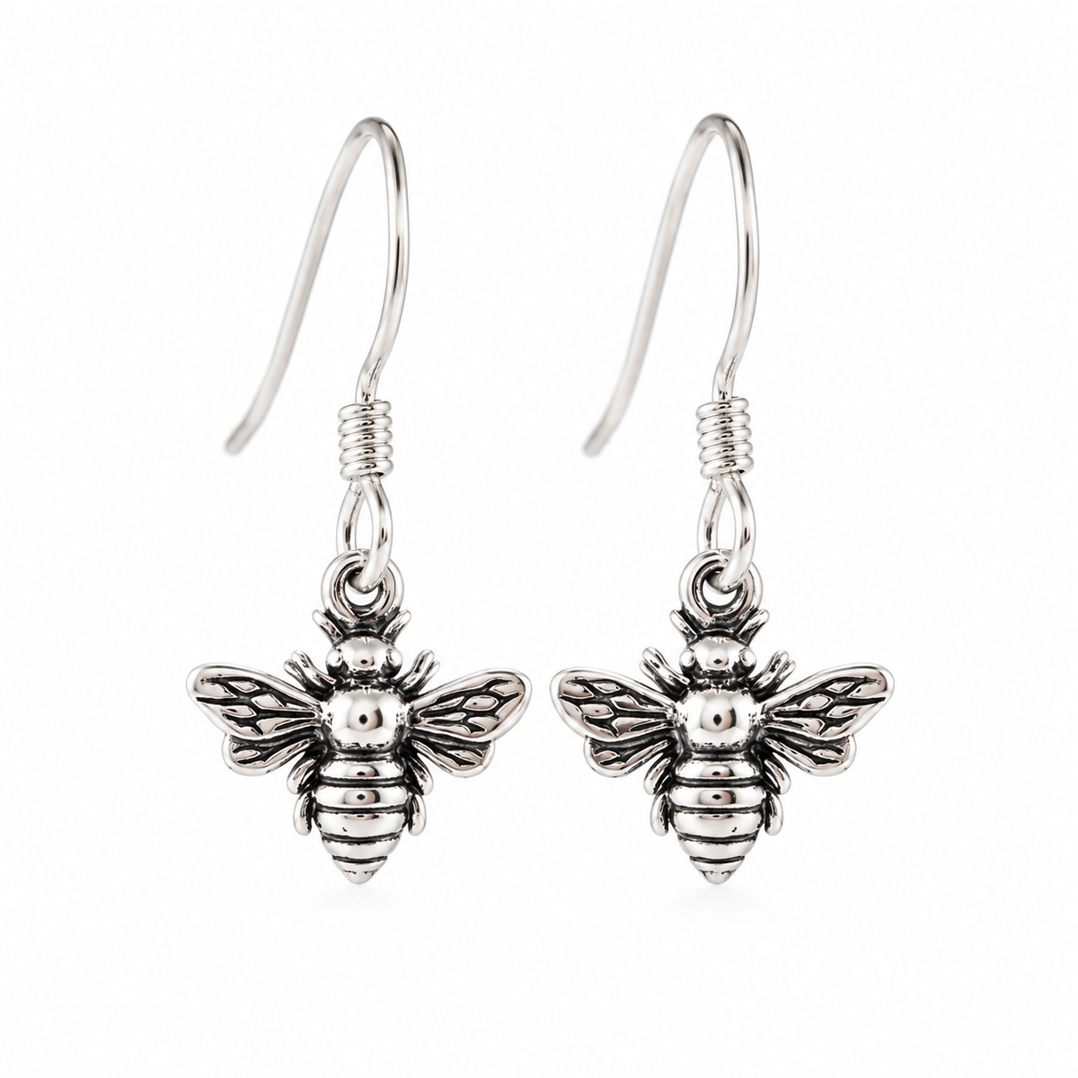 Sterling Silver Bee Dangle Earrings – Dainty Nature-Inspired Jewelry