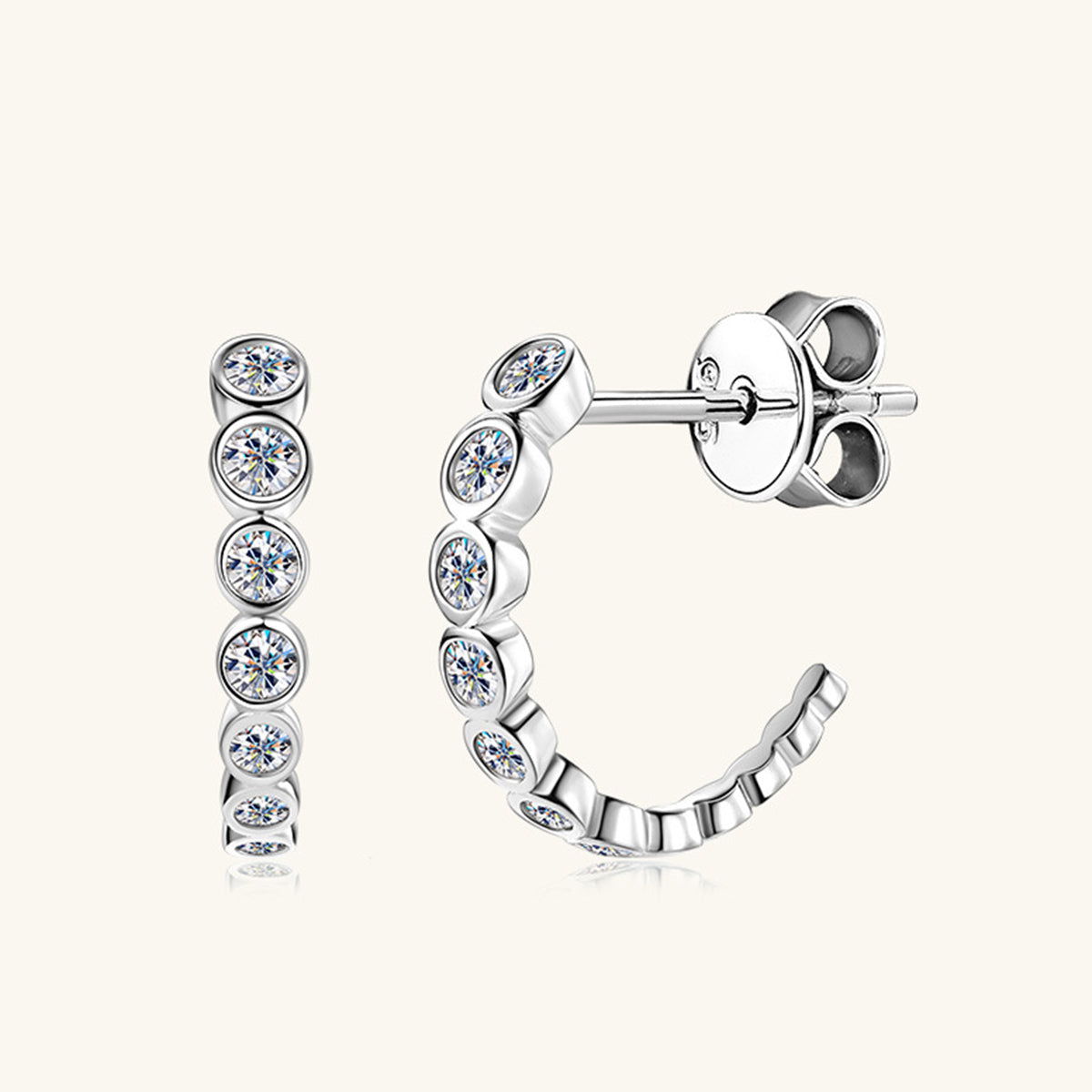 Inlaid Sparkala™ Pure Sterling Silver C-Hoop Earrings