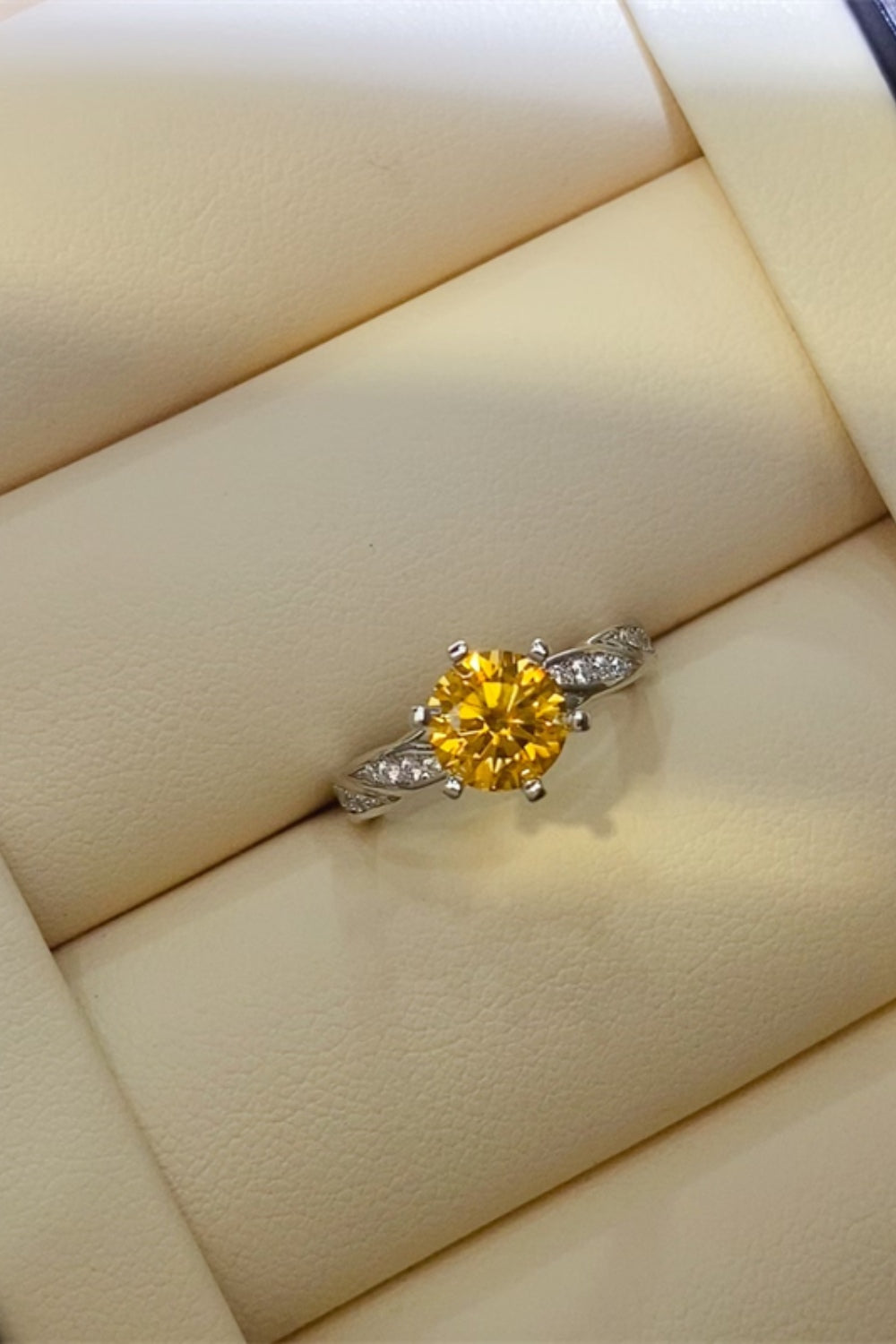 2 Carat Yellow Brilliant Round Cut Sparkala™ Pure Sterling Silver Ring