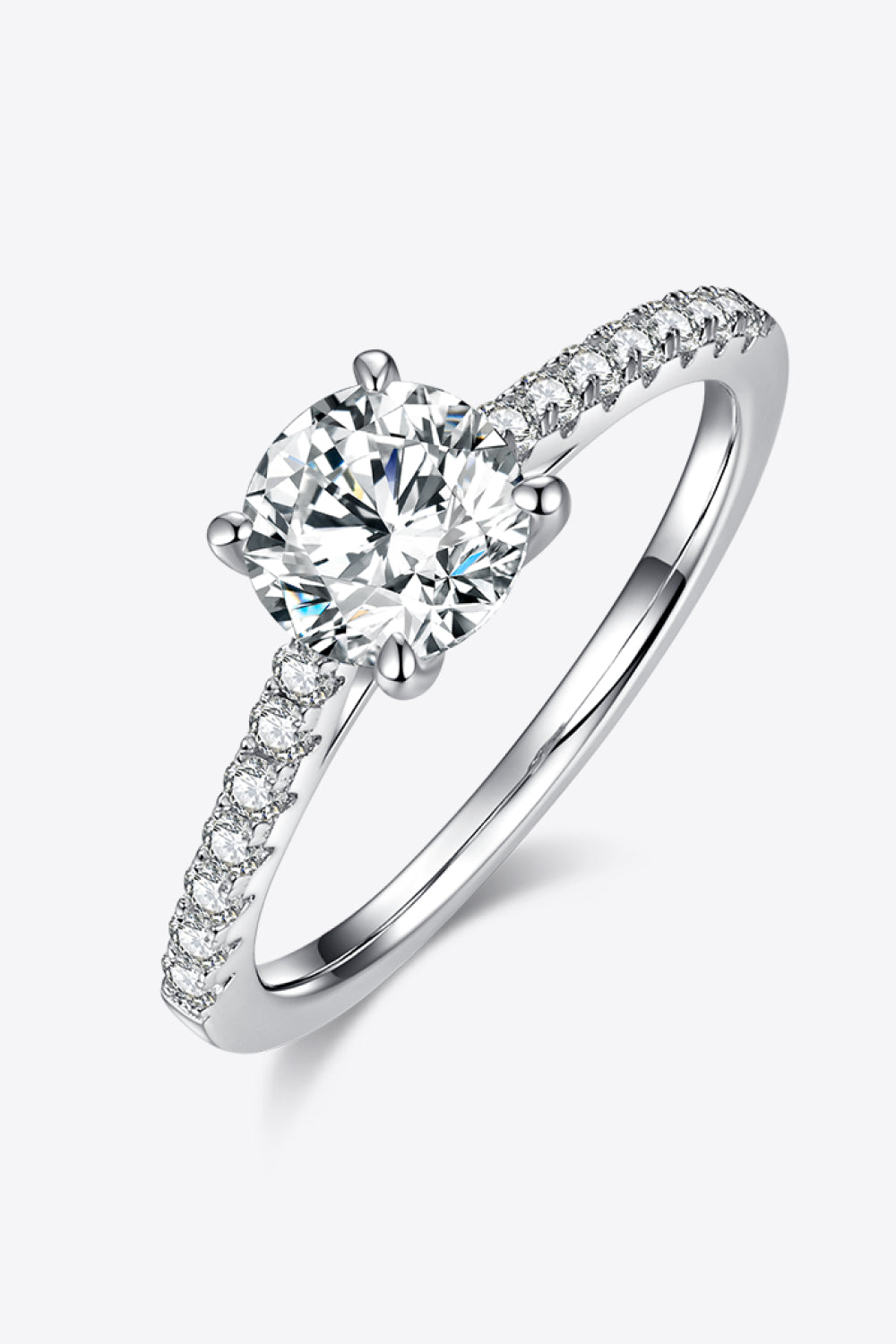 1 Carat Brilliant Round Cut Sparkala™ Platinum Over Pure Sterling Silver Side Stone Ring