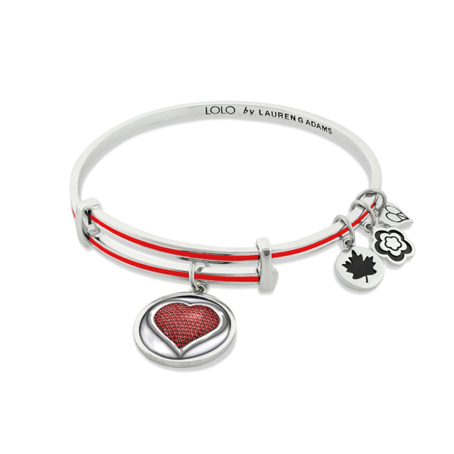 Lolo Red Pave Heart Bangle