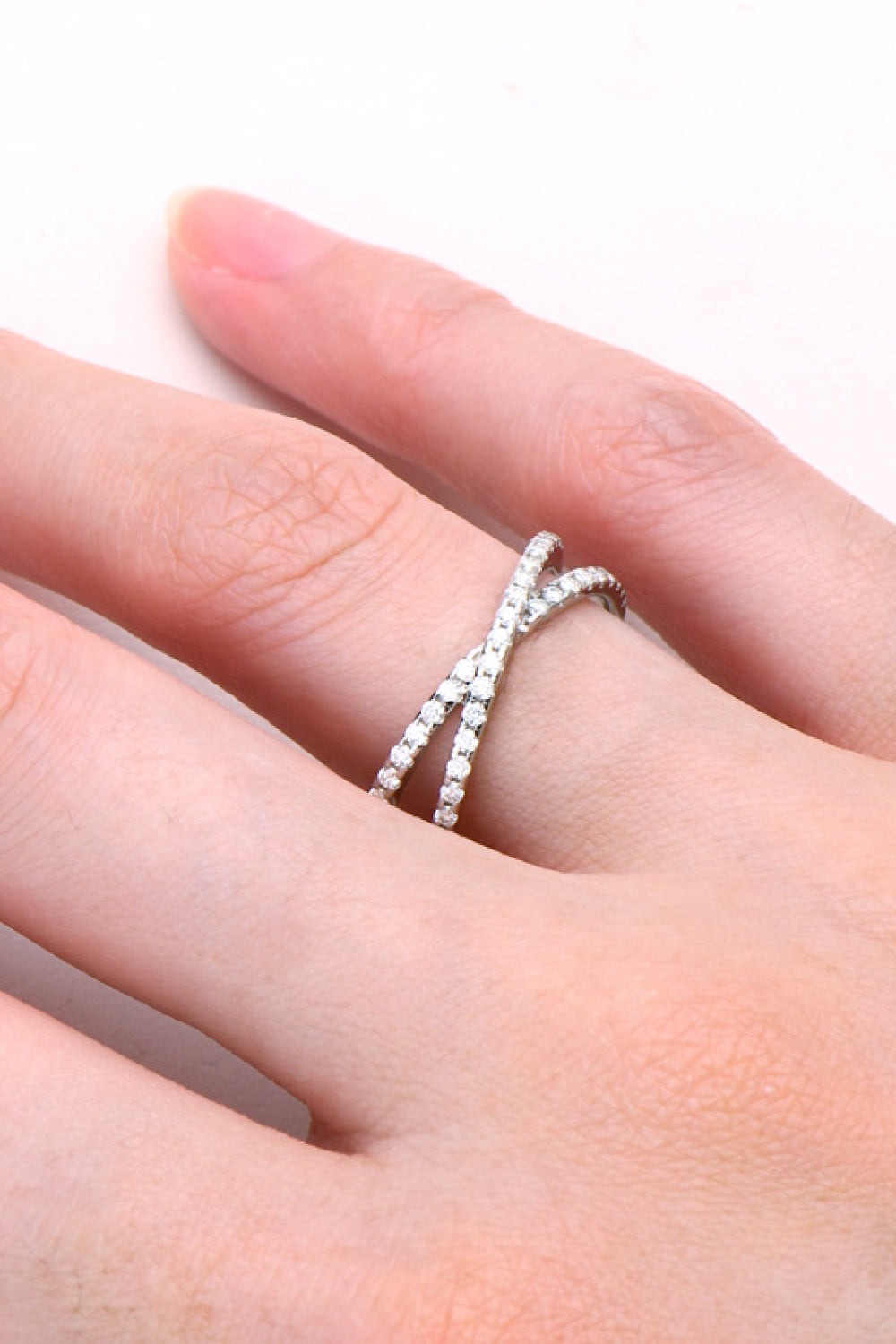 Sparkala™ Platinum Over Pure Sterling Silver Crisscross Ring